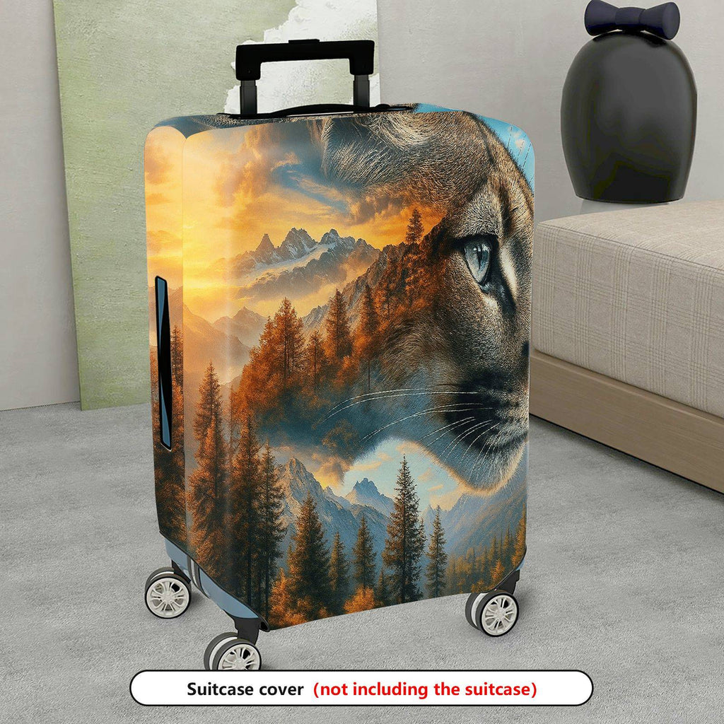 1-Piece Mountain Forest Animal Cat Landscape Nature  Suitcase Luggage Cover, Stretch Protective Sleeve