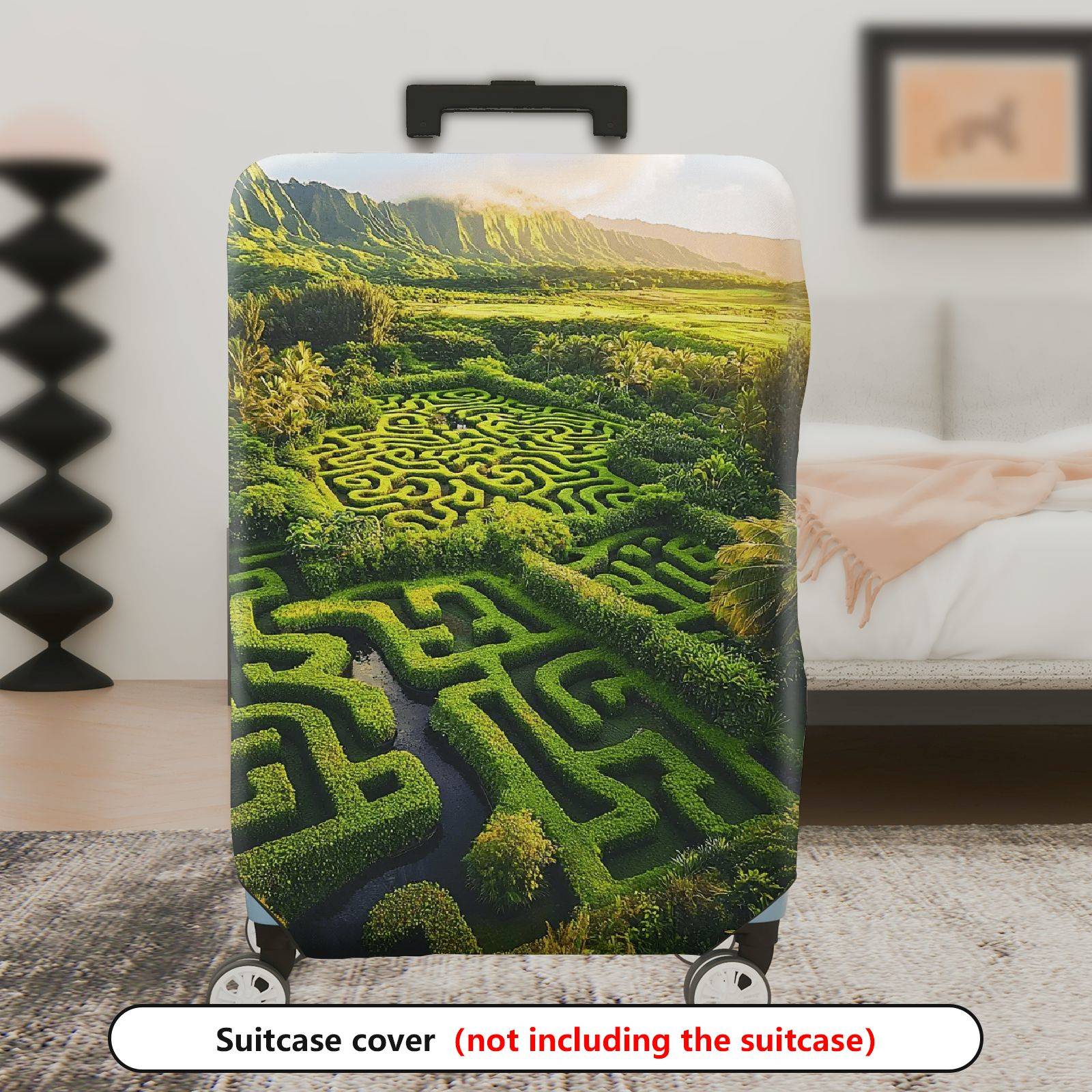 1-Piece Green Maze Landscape Nature Scenic Art  Suitcase Luggage Cover, Stretch Protective Sleeve