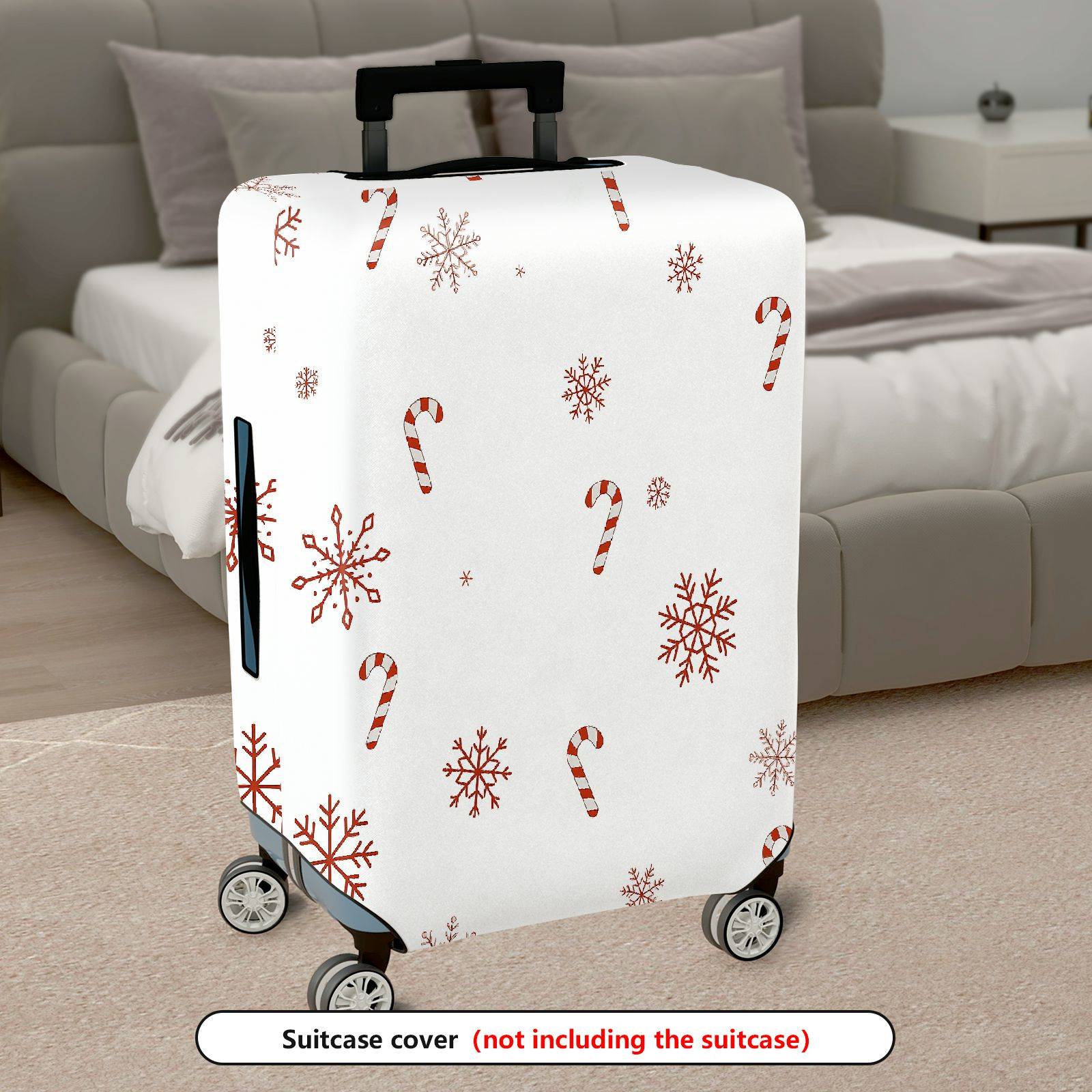 1-Piece Christmas Snowflakes Candy Cane Festive Travel Holiday  Suitcase Luggage Cover, Stretch Protective Sleeve