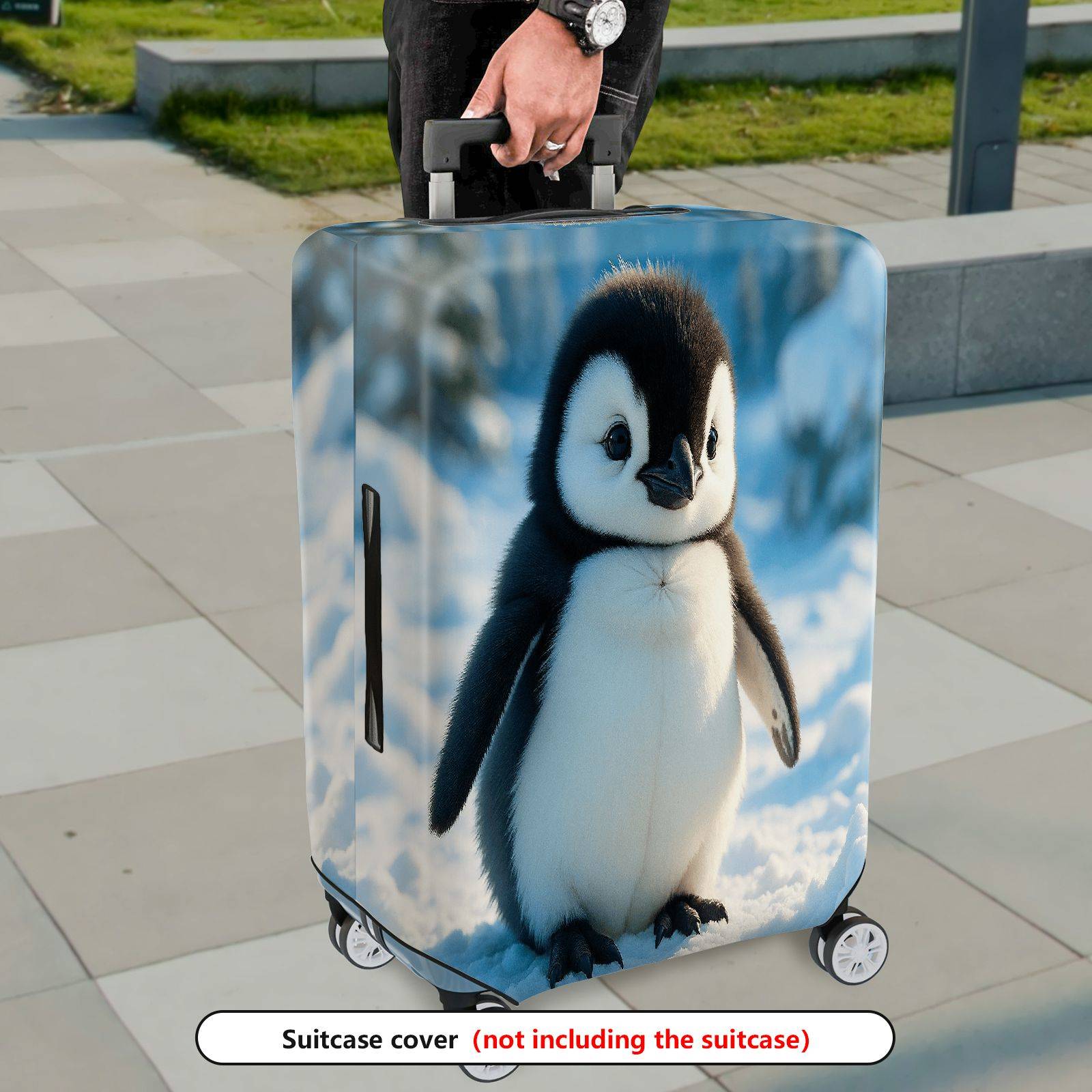 1-Piece Cute Adorable Penguin Winter Snow Animal  Suitcase Luggage Cover, Stretch Protective Sleeve