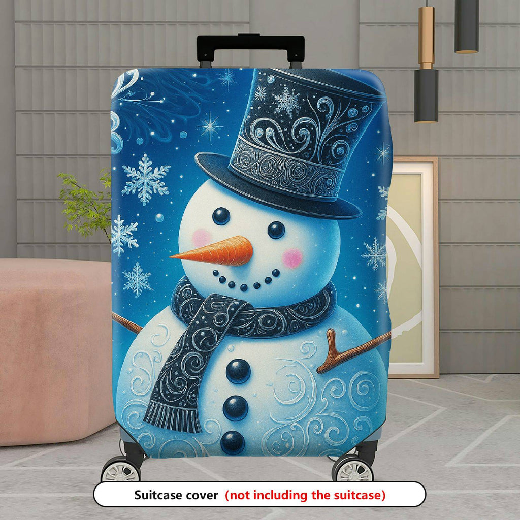1-Piece Snowman Christmas Holiday Winter Snowflake  Suitcase Luggage Cover, Stretch Protective Sleeve