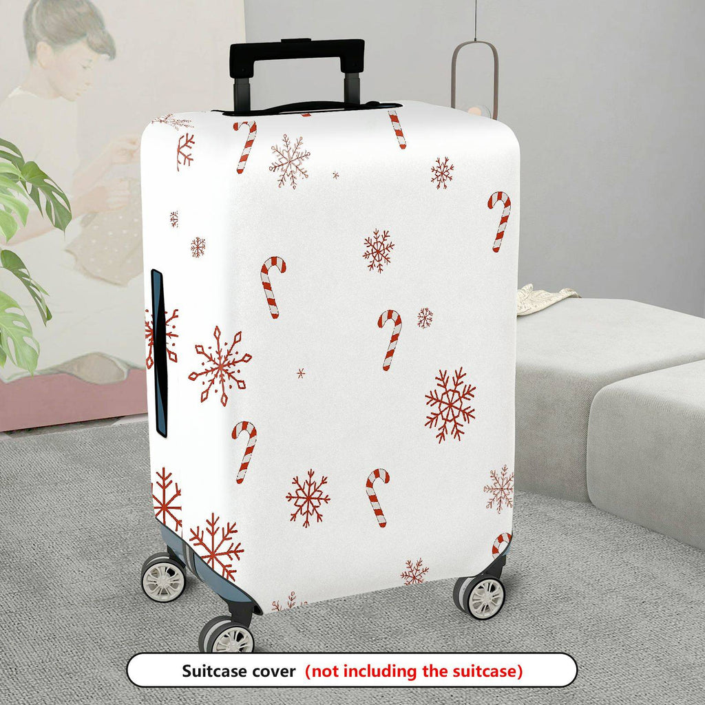 1-Piece Christmas Snowflakes Candy Cane Festive Travel Holiday  Suitcase Luggage Cover, Stretch Protective Sleeve