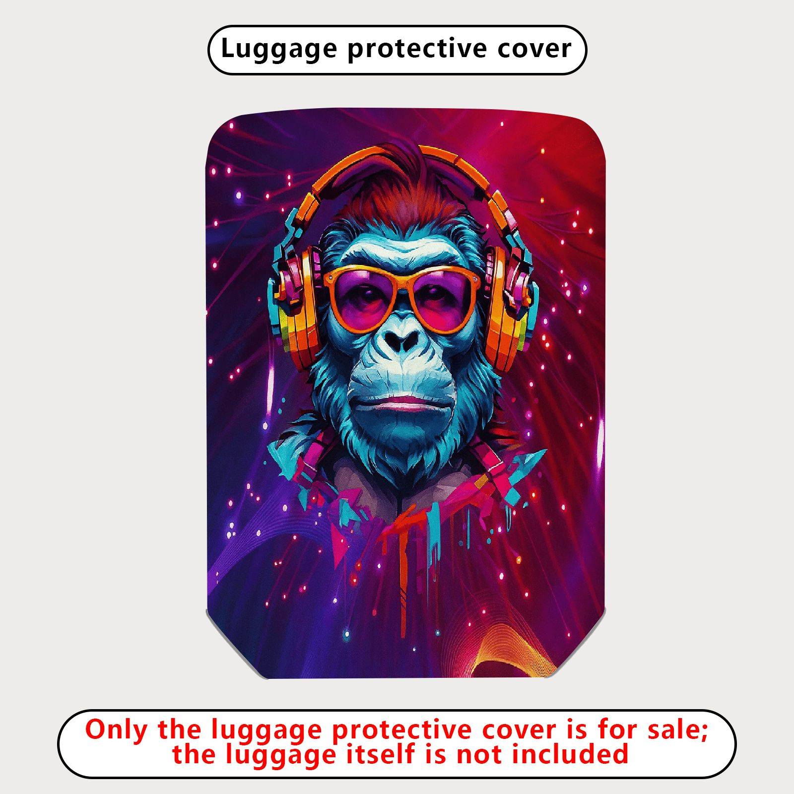 1-Piece Abstract Colorful Headphones  Art Graphic  Suitcase Luggage Cover, Stretch Protective Sleeve