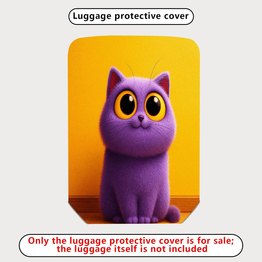 1-Piece Cute Furry Purple Cat Yellow  Suitcase Luggage Cover, Stretch Protective Sleeve