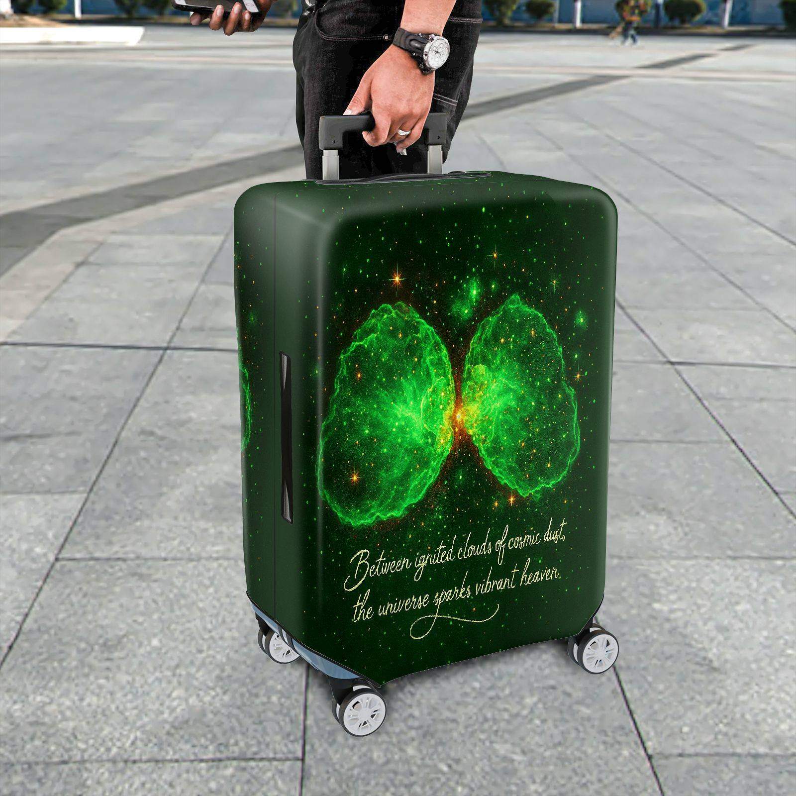 1-Piece Universe Celestial Cosmic Abstract Quote  Suitcase Luggage Cover, Stretch Protective Sleeve