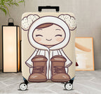 1-Piece Cute Lamb Hoodie Boots Smiling  Suitcase Luggage Cover, Stretch Protective Sleeve
