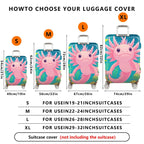 1-Piece Axolotl Underwater Cute Playful Fun Whimsical  Suitcase Luggage Cover, Stretch Protective Sleeve