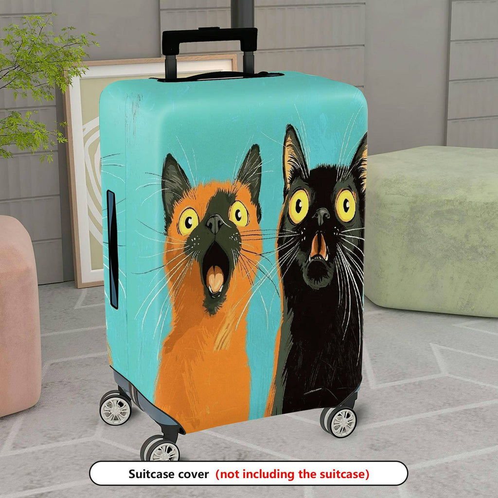 1-Piece Funny Colorful Cute Cat Abstract  Suitcase Luggage Cover, Stretch Protective Sleeve