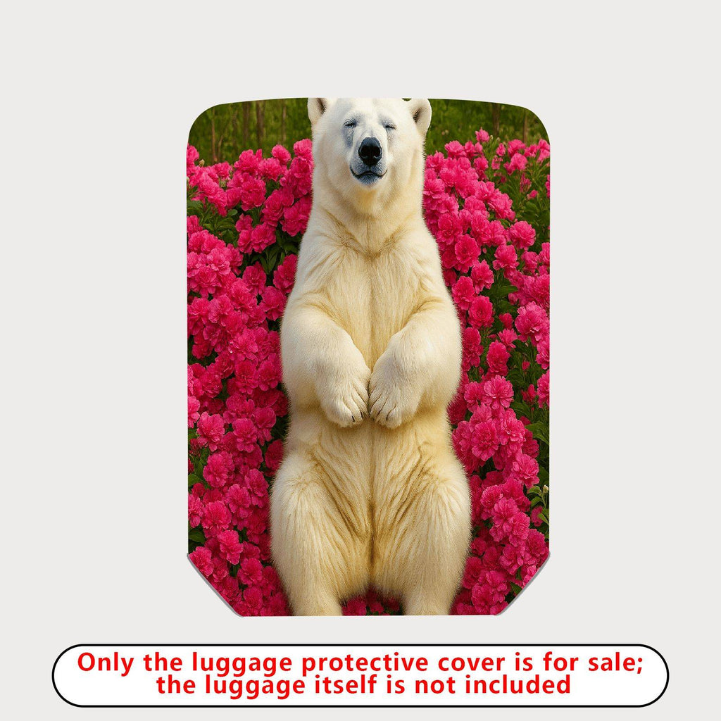 1-Piece Cute Polar Bear Floral Nature Garden Wildlife  Suitcase Luggage Cover, Stretch Protective Sleeve