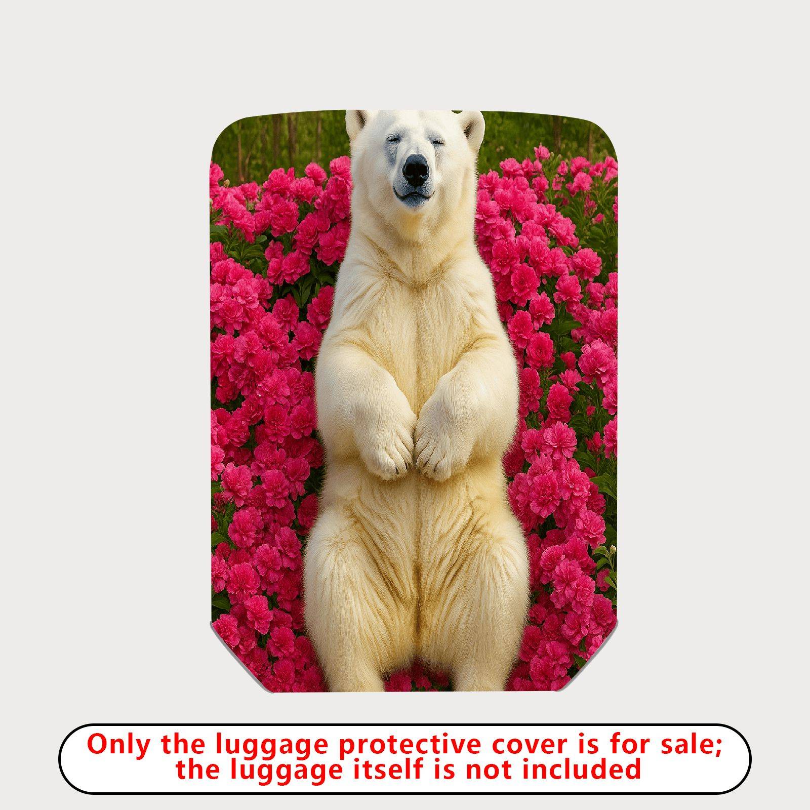 1-Piece Cute Polar Bear Floral Nature Garden Wildlife  Suitcase Luggage Cover, Stretch Protective Sleeve