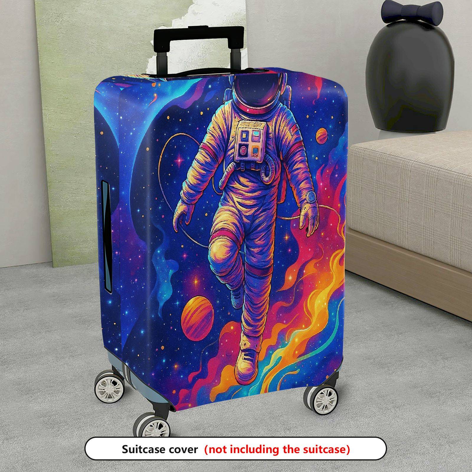 1-Piece Astronaut Galaxy Space Stars Planets Universe  Suitcase Luggage Cover, Stretch Protective Sleeve