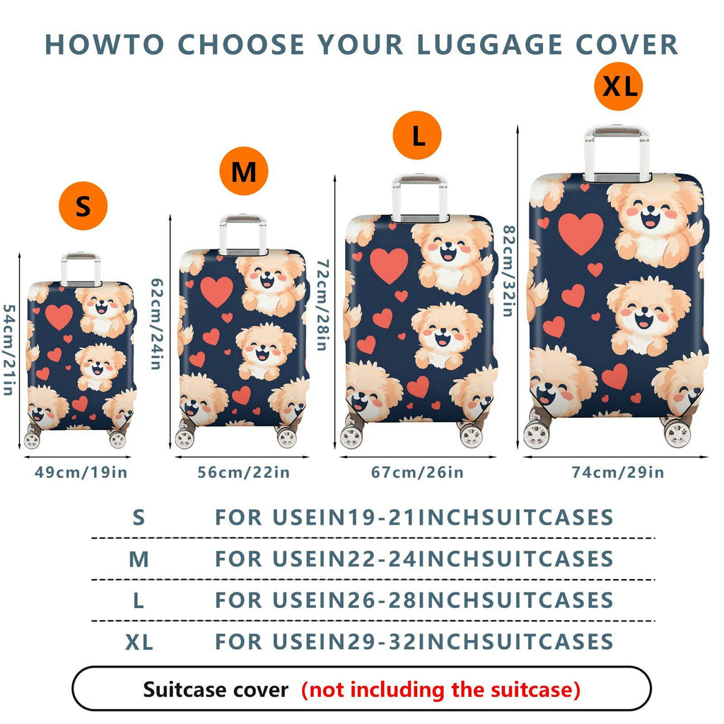 1-Piece Cute Dog Heart  Travel Holiday Fun  Suitcase Luggage Cover, Stretch Protective Sleeve