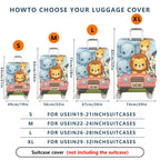 1-Piece Cute Animal  Safari Travel  Suitcase Luggage Cover, Stretch Protective Sleeve