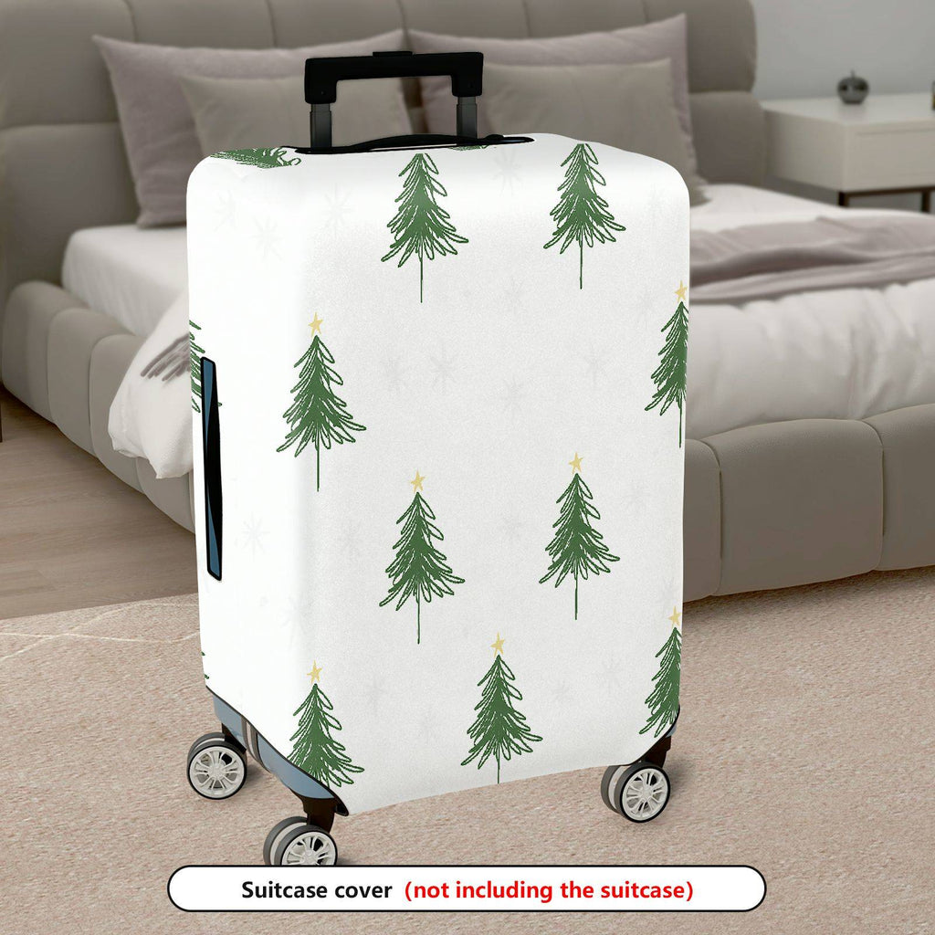 1-Piece Christmas Tree Holiday Seasonal Snow Star Winter  Suitcase Luggage Cover, Stretch Protective Sleeve