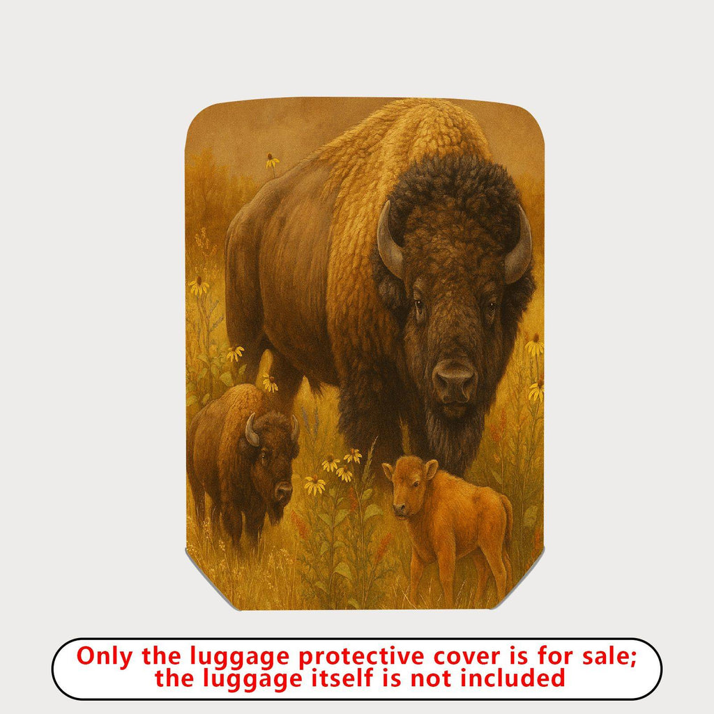 1-Piece Animal Nature Wildlife Buffalo Calf Prairie  Suitcase Luggage Cover, Stretch Protective Sleeve