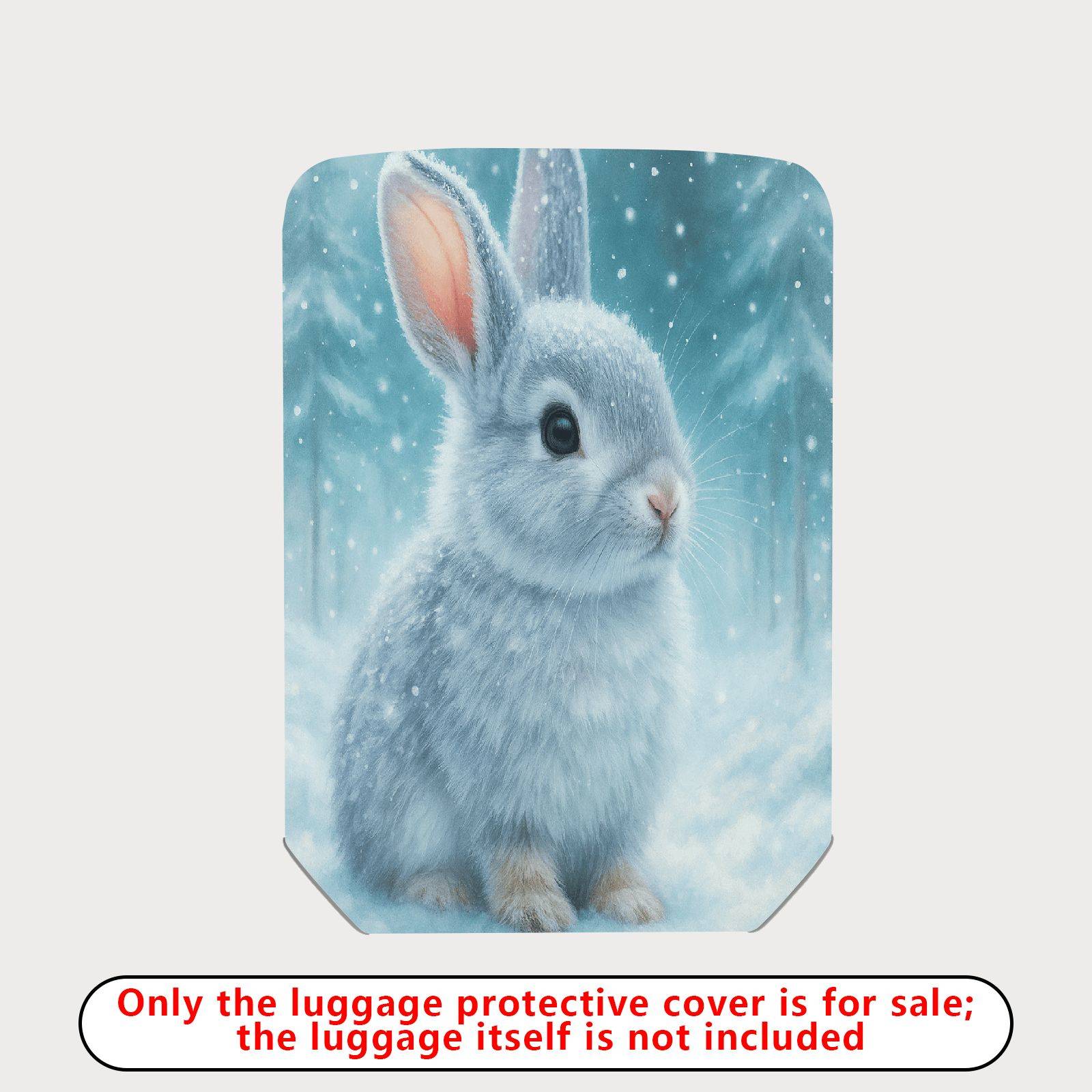 1-Piece Rabbit Snow Winter Animal Cute Nature  Suitcase Luggage Cover, Stretch Protective Sleeve