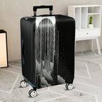 1-Piece Black White Abstract Geometric Futuristic Minimalistic  Suitcase Luggage Cover, Stretch Protective Sleeve