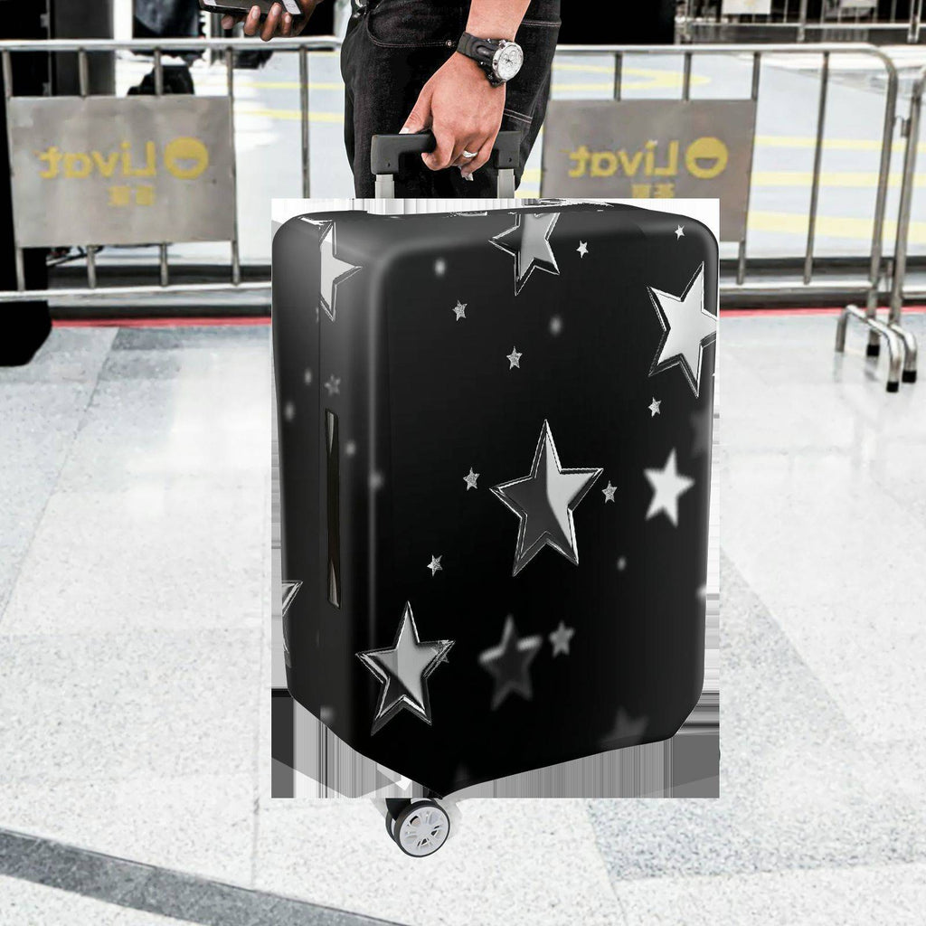 1-Piece Starry Night Black Silver Cosmic Shiny Celestial Astral  Suitcase Luggage Cover, Stretch Protective Sleeve