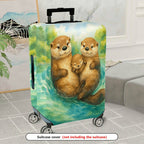1-Piece Adorable Otter Watercolor Art  Nature Family  Suitcase Luggage Cover, Stretch Protective Sleeve