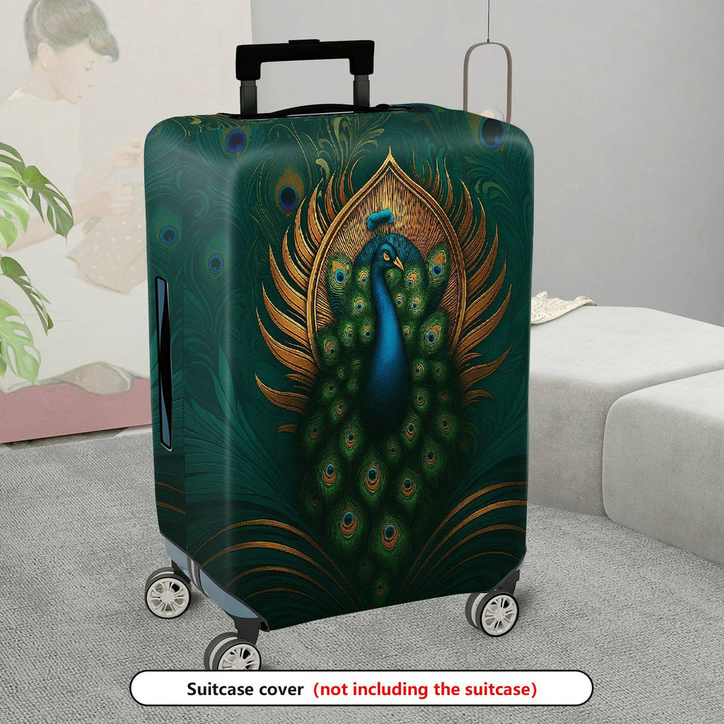 1-Piece Peacock Feathers Elegant Artistic Decorative Stylish  Suitcase Luggage Cover, Stretch Protective Sleeve