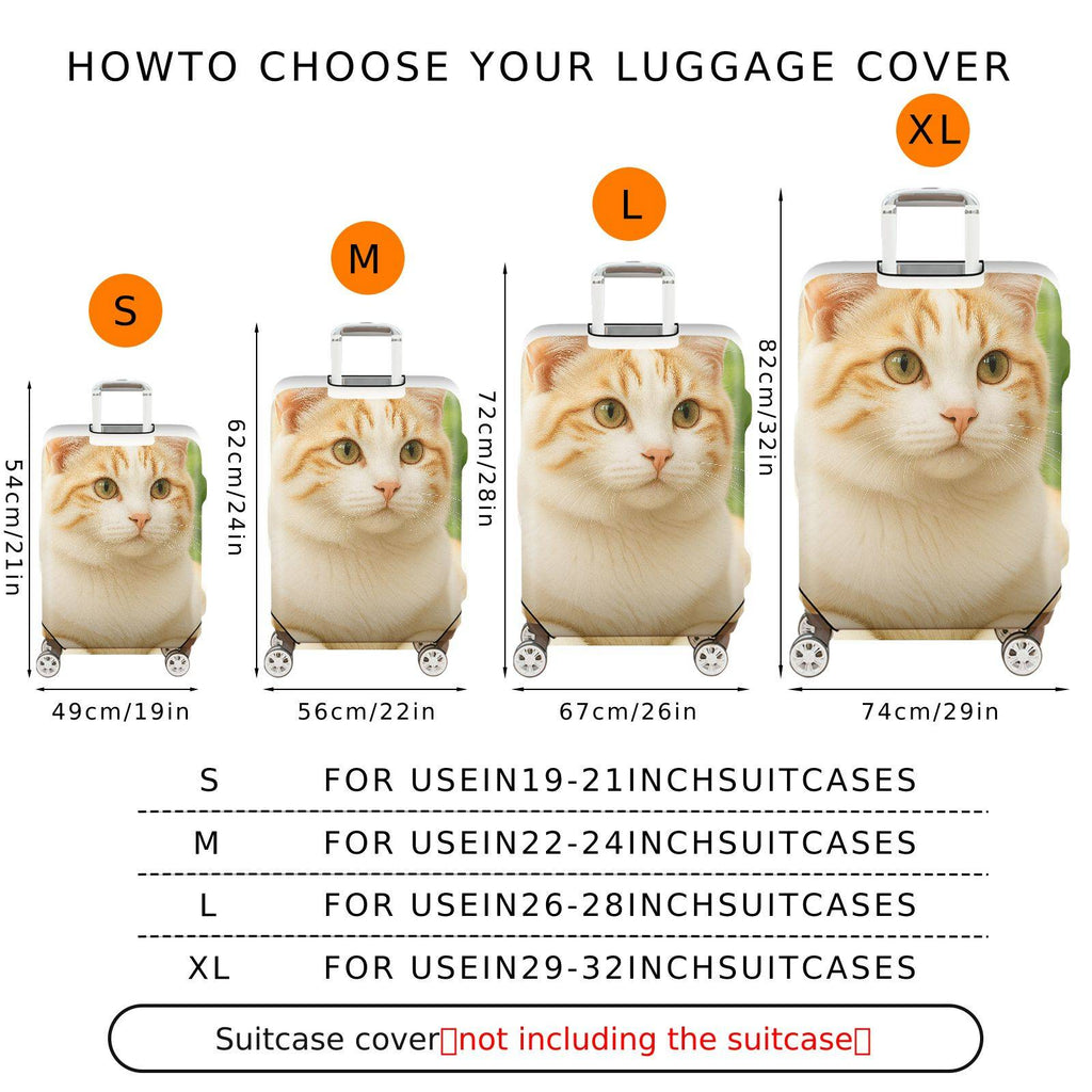 1-Piece Cute Cat Feline Animal Nature Whiskers  Suitcase Luggage Cover, Stretch Protective Sleeve