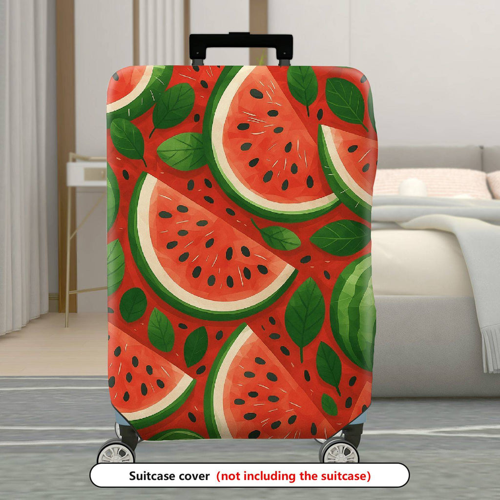 1-Piece Watermelon Fruit Fresh Green Leaf Summer Holiday  Suitcase Luggage Cover, Stretch Protective Sleeve