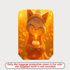 1-Piece Cute Cat Candle Orange Warm Cozy  Suitcase Luggage Cover, Stretch Protective Sleeve