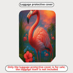 1-Piece Tropical Flamingo Sunset Landscape Hibiscus  Suitcase Luggage Cover, Stretch Protective Sleeve