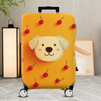 1-Piece Dog Cherry Orange Cute  Fun  Suitcase Luggage Cover, Stretch Protective Sleeve