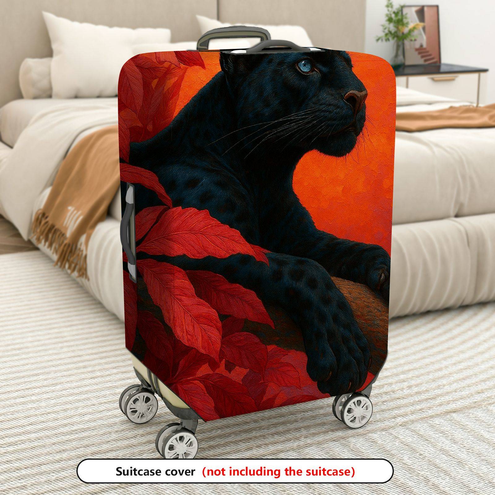1-Piece Black Panther Jungle Wildlife Artistic Majestic  Suitcase Luggage Cover, Stretch Protective Sleeve