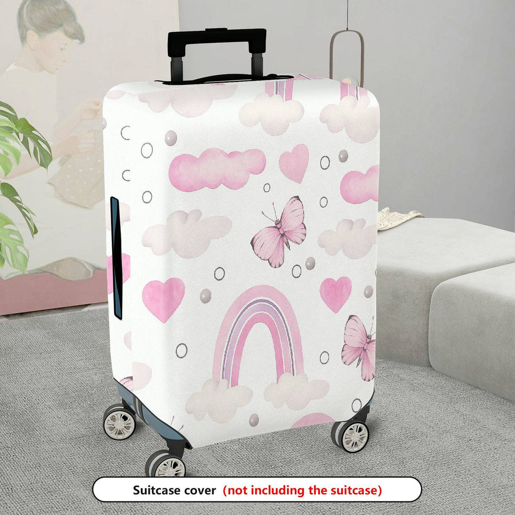 1-Piece Pink Clouds Hearts Butterflies Rainbow Cute  Suitcase Luggage Cover, Stretch Protective Sleeve