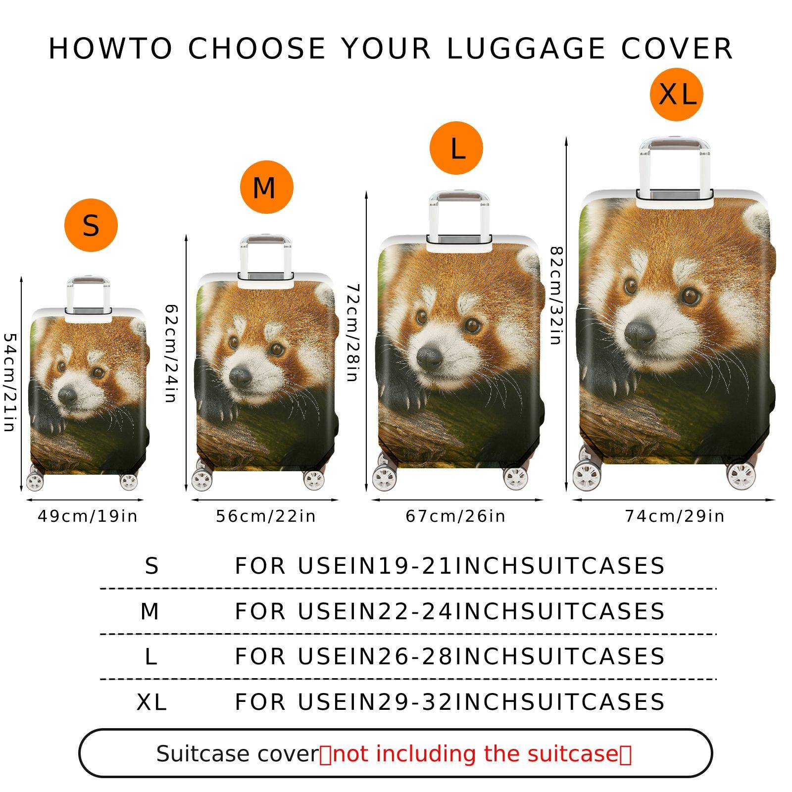 1-Piece Woodland Animal Red Panda Cute Nature Wildlife Forest  Suitcase Luggage Cover, Stretch Protective Sleeve