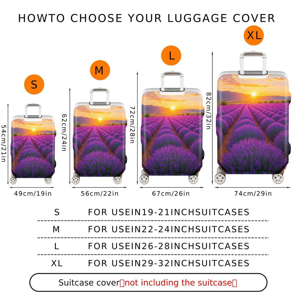 1-Piece Lavender Sunset Field Nature Art Landscape Scenery  Suitcase Luggage Cover, Stretch Protective Sleeve