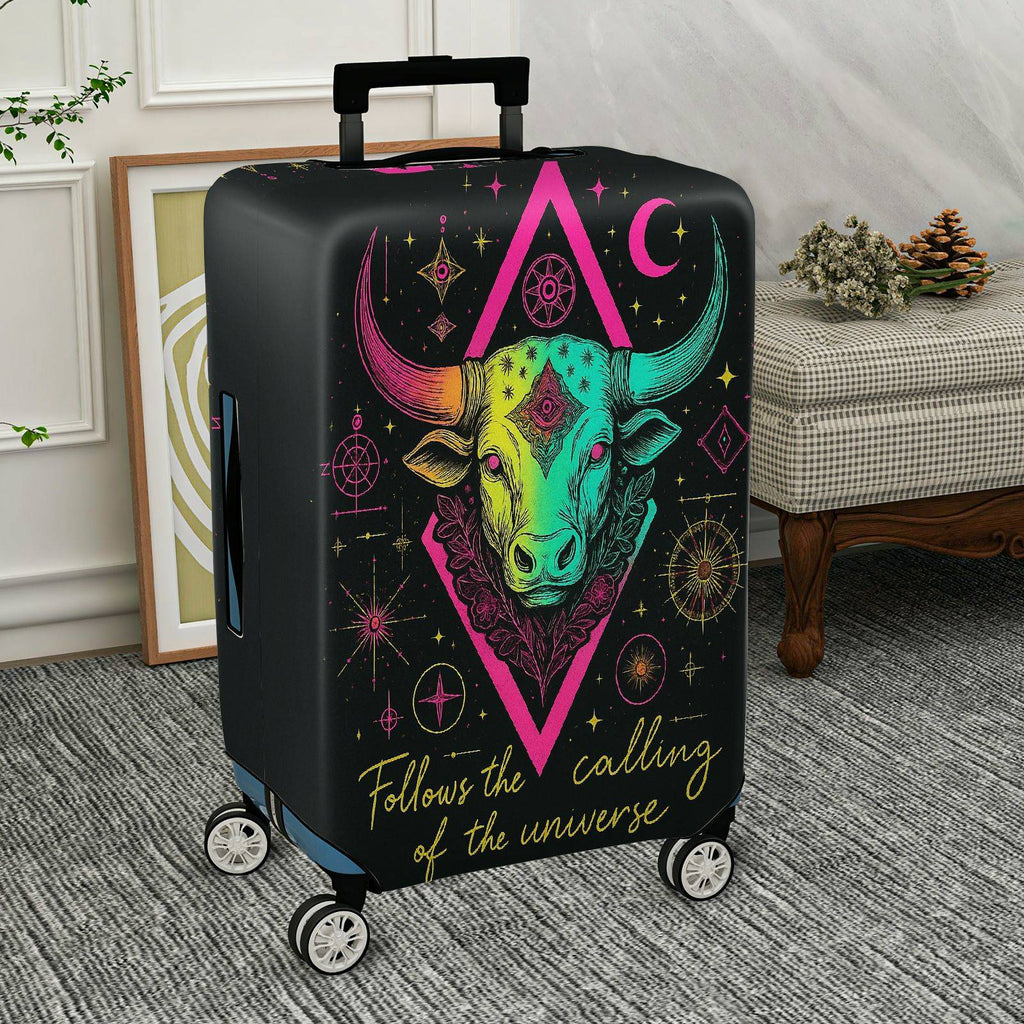 1-Piece Zodiac Bull Astrology Cosmic Universe Star  Suitcase Luggage Cover, Stretch Protective Sleeve