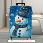 1-Piece Snowman Christmas Holiday Winter Snowflake  Suitcase Luggage Cover, Stretch Protective Sleeve