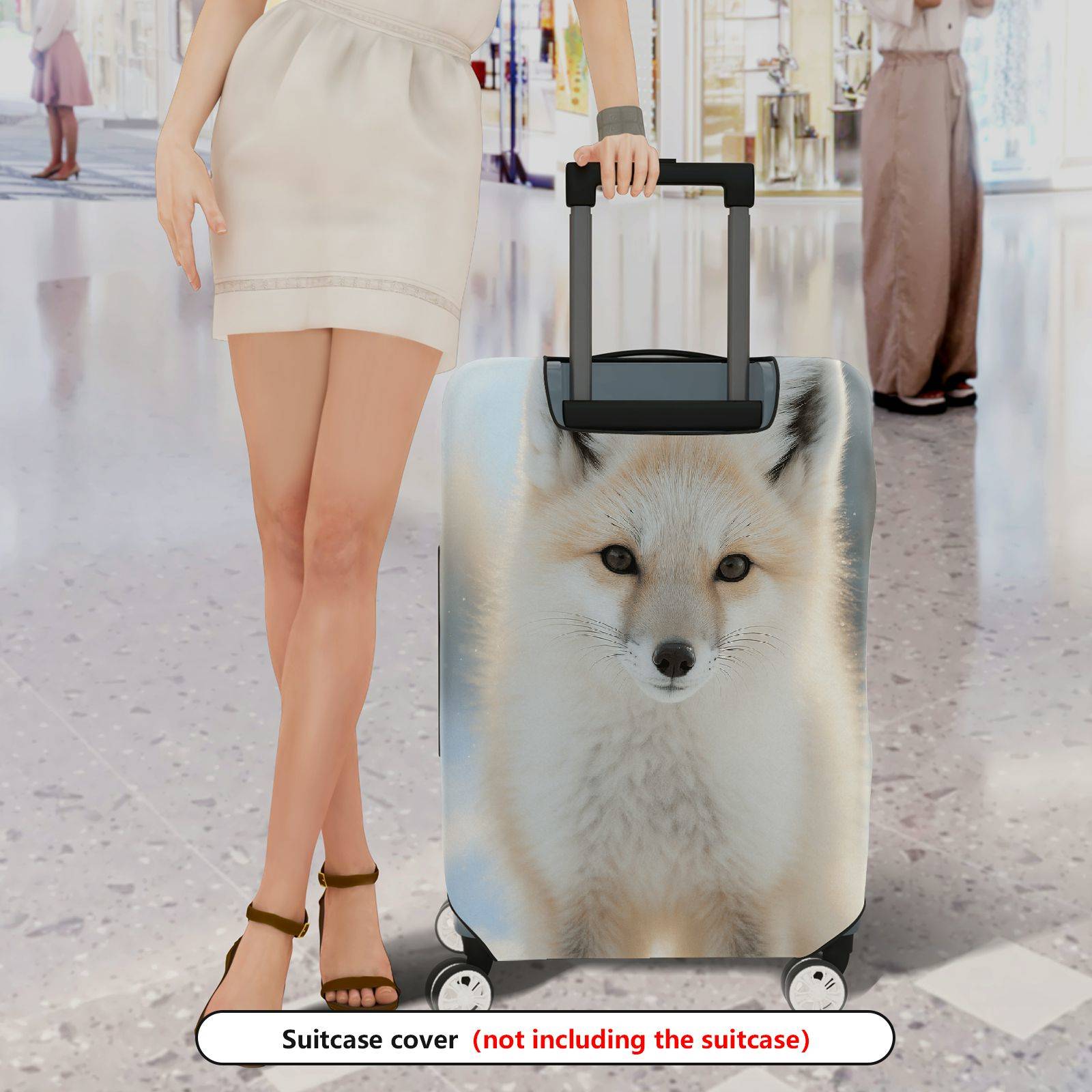 1-Piece Cute Fox Snowy Forest Animal Wildlife Nature Art  Suitcase Luggage Cover, Stretch Protective Sleeve