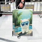 1-Piece Cat Sunglasses Pool Sun Holiday Vacation  Suitcase Luggage Cover, Stretch Protective Sleeve