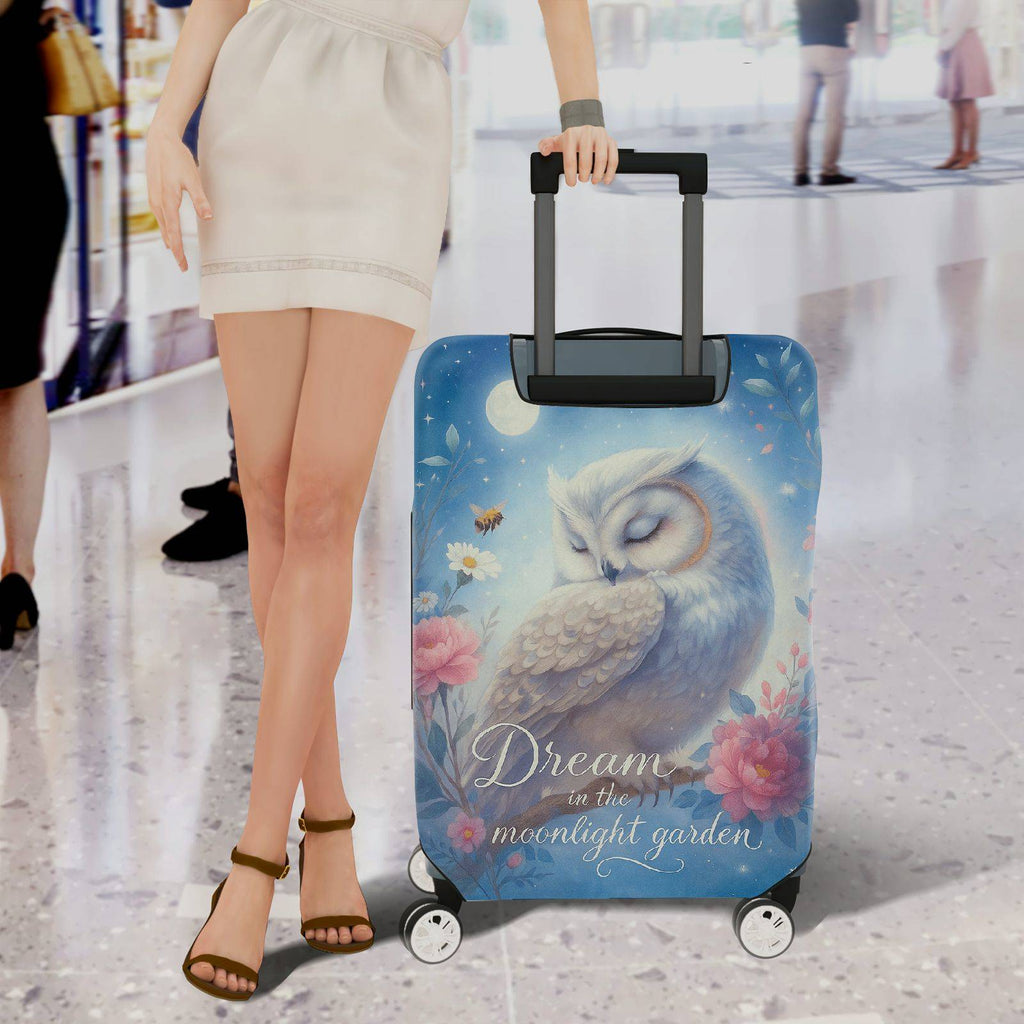 1-Piece Owl Moonlight Garden Floral Dream Fantasy  Suitcase Luggage Cover, Stretch Protective Sleeve
