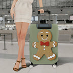 1-Piece Gingerbread Man  Holiday Festive Fun  Suitcase Luggage Cover, Stretch Protective Sleeve