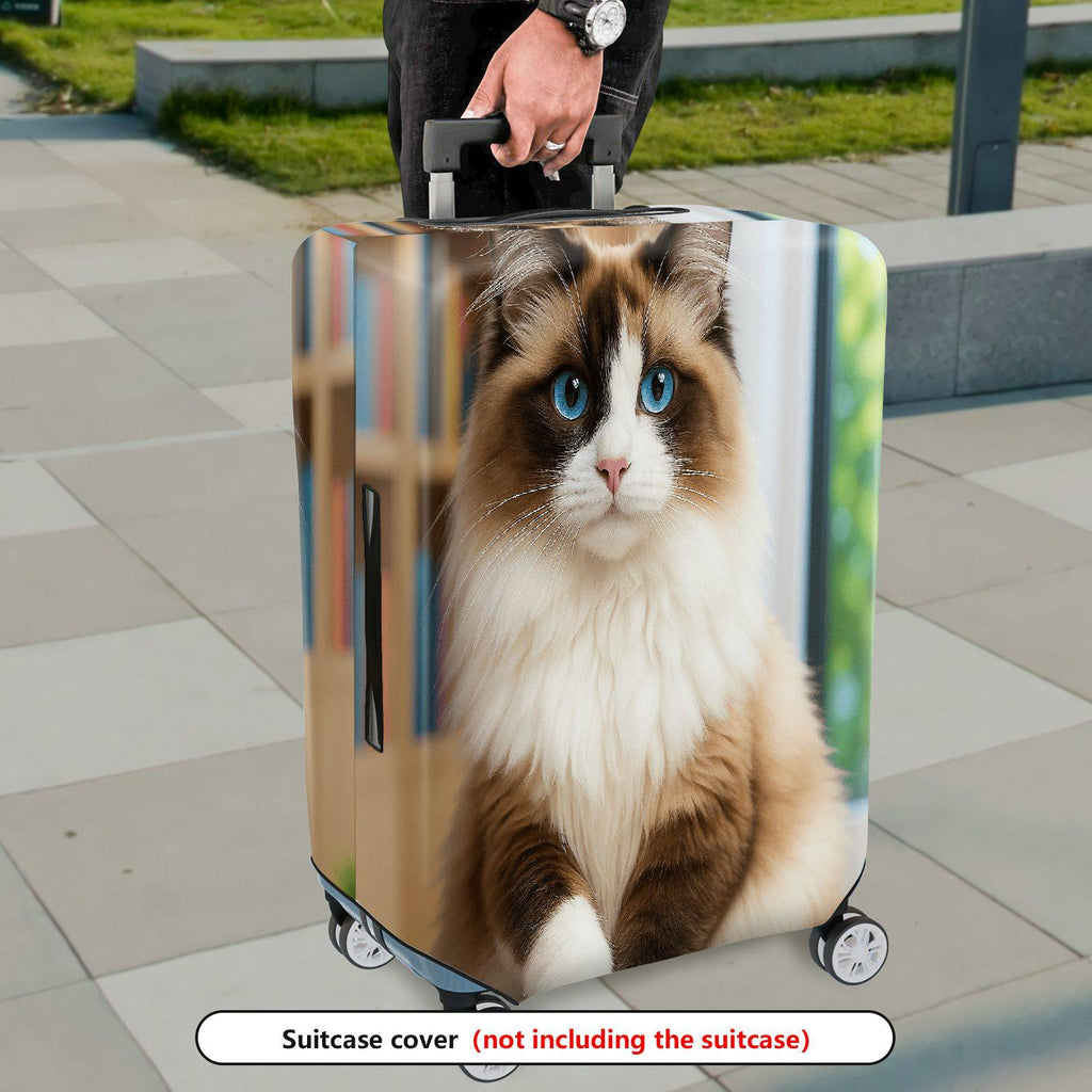 1-Piece Cute Adorable Cat Portrait Feline Travel  Suitcase Luggage Cover, Stretch Protective Sleeve