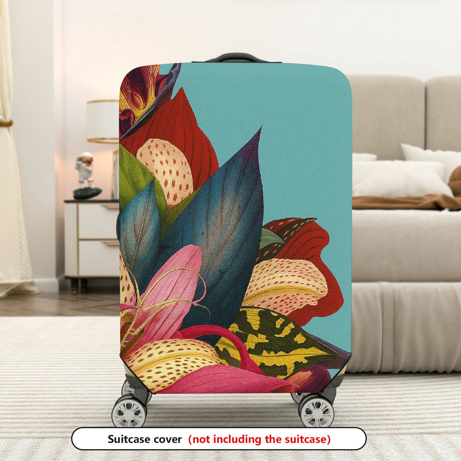 1-Piece Floral Leaf Nature Pattern Colorful  Suitcase Luggage Cover, Stretch Protective Sleeve