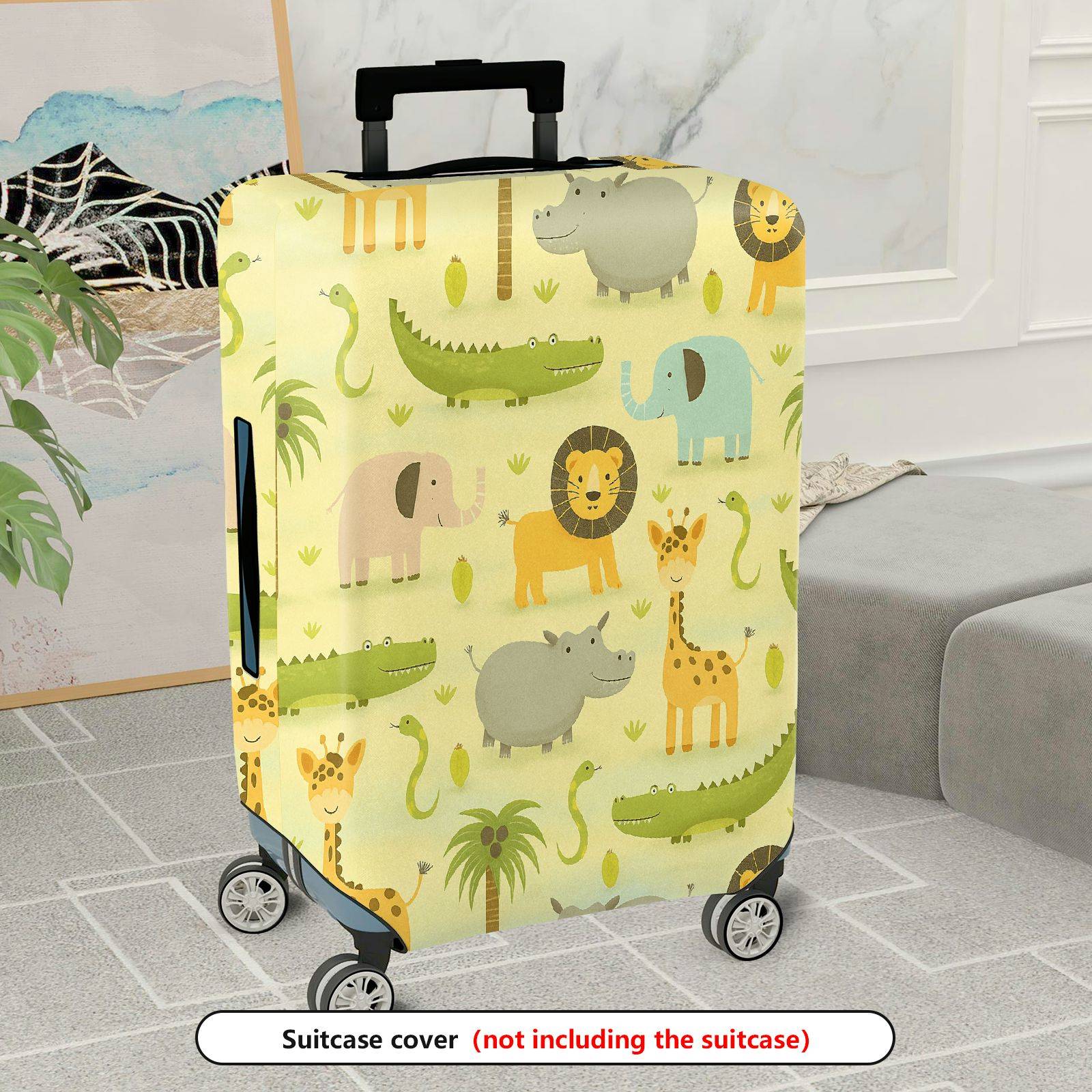 1-Piece Animals Jungle Safari Zoo Wildlife  Suitcase Luggage Cover, Stretch Protective Sleeve