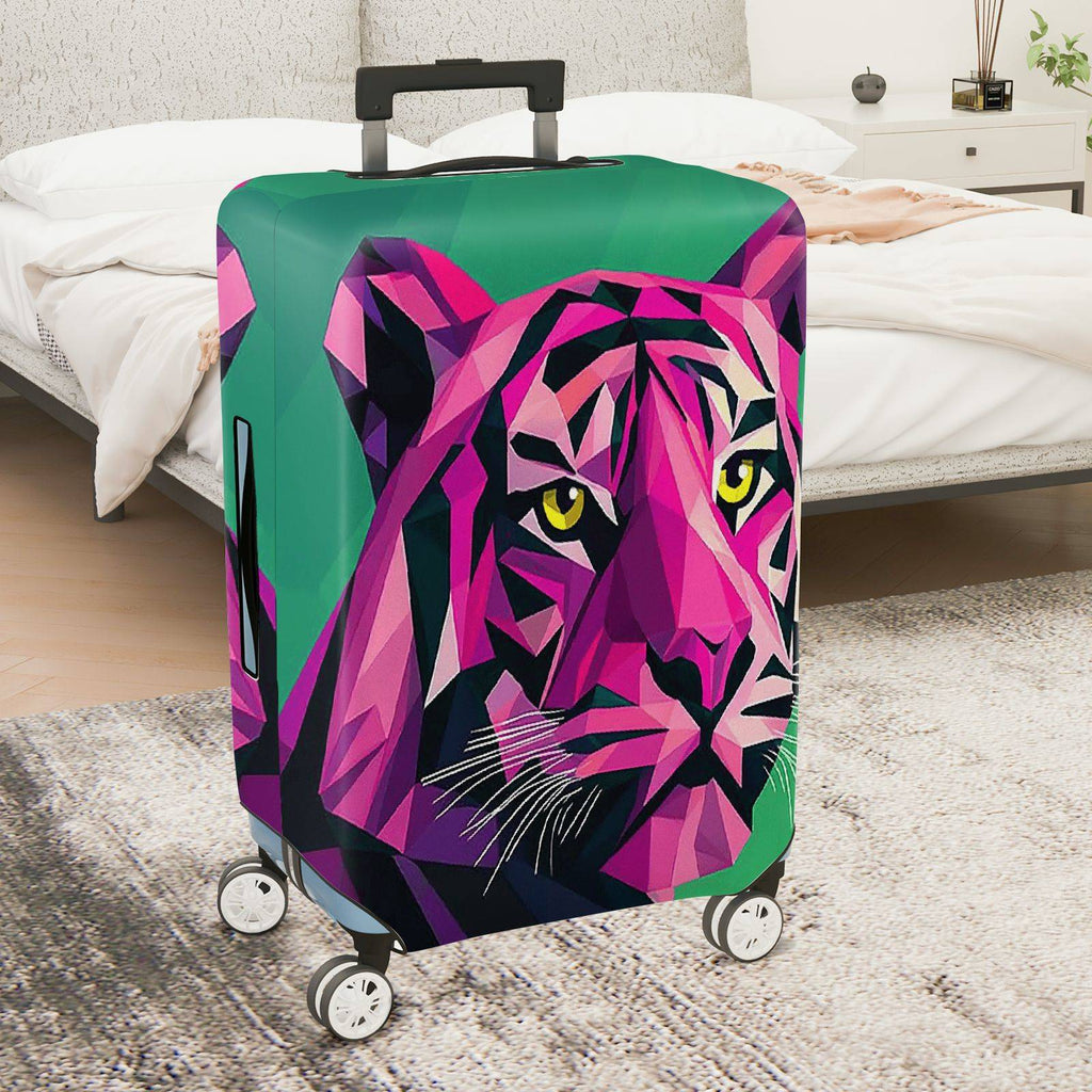 1-Piece Geometric Colorful Tiger Art Animal Print Graphic  Suitcase Luggage Cover, Stretch Protective Sleeve