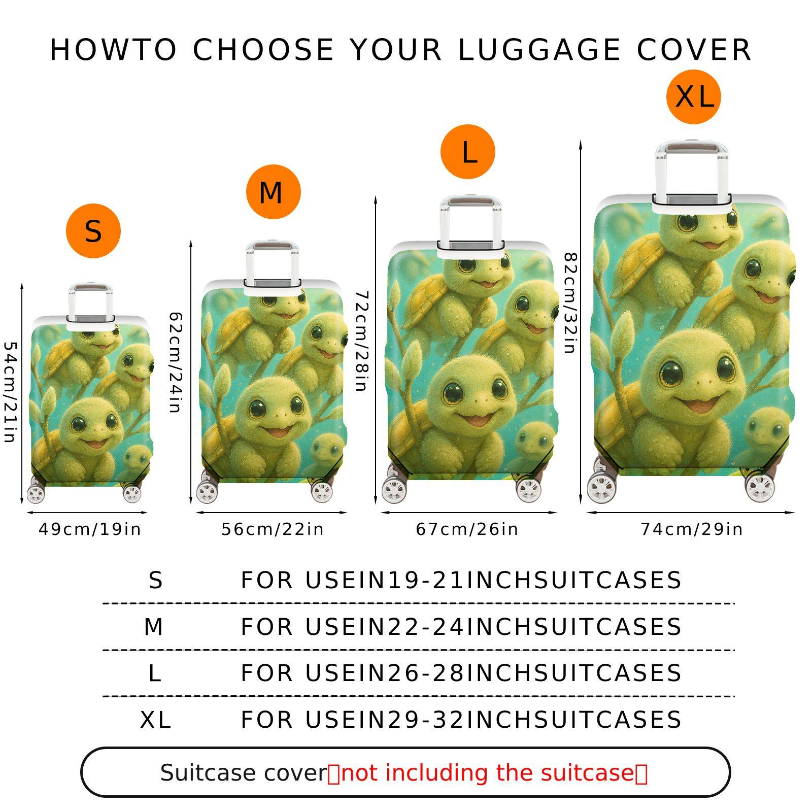 1-Piece Leaf Green Nature Floral Abstract  Suitcase Luggage Cover, Stretch Protective Sleeve