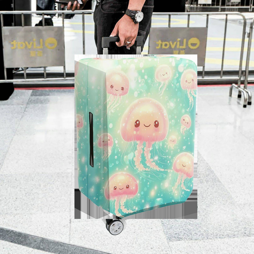 1-Piece Cute  Jellyfish Pink Ocean Fantasy Pattern  Suitcase Luggage Cover, Stretch Protective Sleeve
