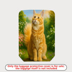 1-Piece Cat Floral Nature Vibrant Artistic Cute  Suitcase Luggage Cover, Stretch Protective Sleeve