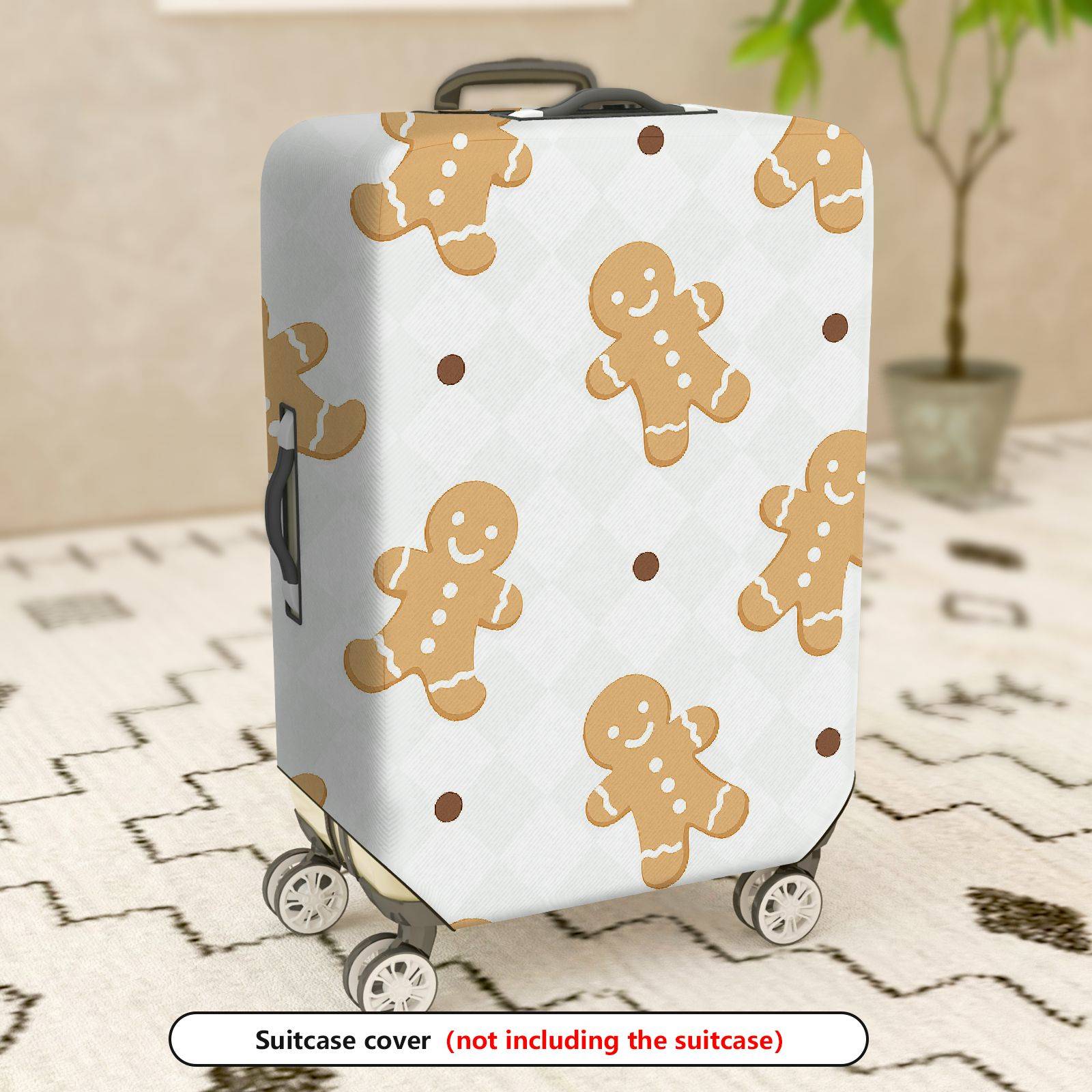 1-Piece Gingerbread Man Holiday Christmas Winter Festive  Suitcase Luggage Cover, Stretch Protective Sleeve