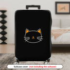 1-Piece Black Cat Cute  Whiskers Ears Face  Suitcase Luggage Cover, Stretch Protective Sleeve