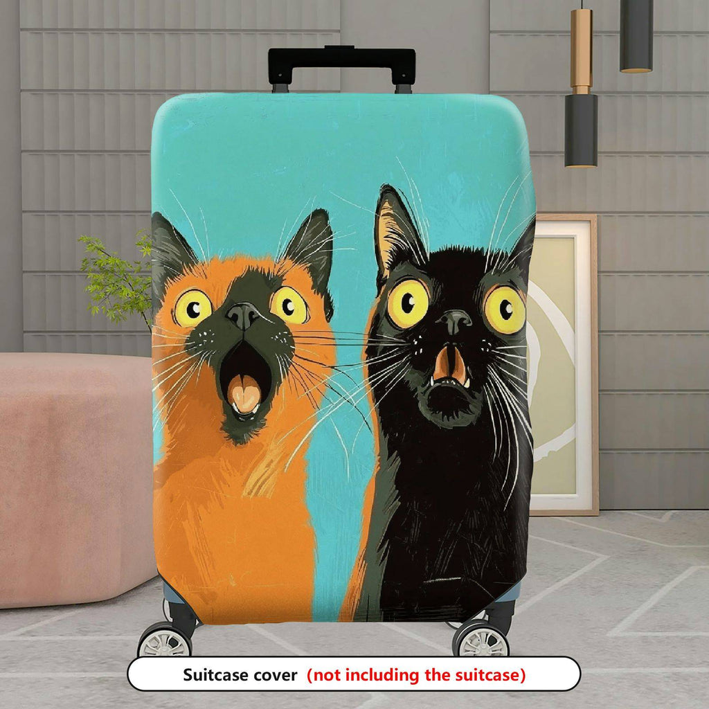 1-Piece Funny Colorful Cute Cat Abstract  Suitcase Luggage Cover, Stretch Protective Sleeve
