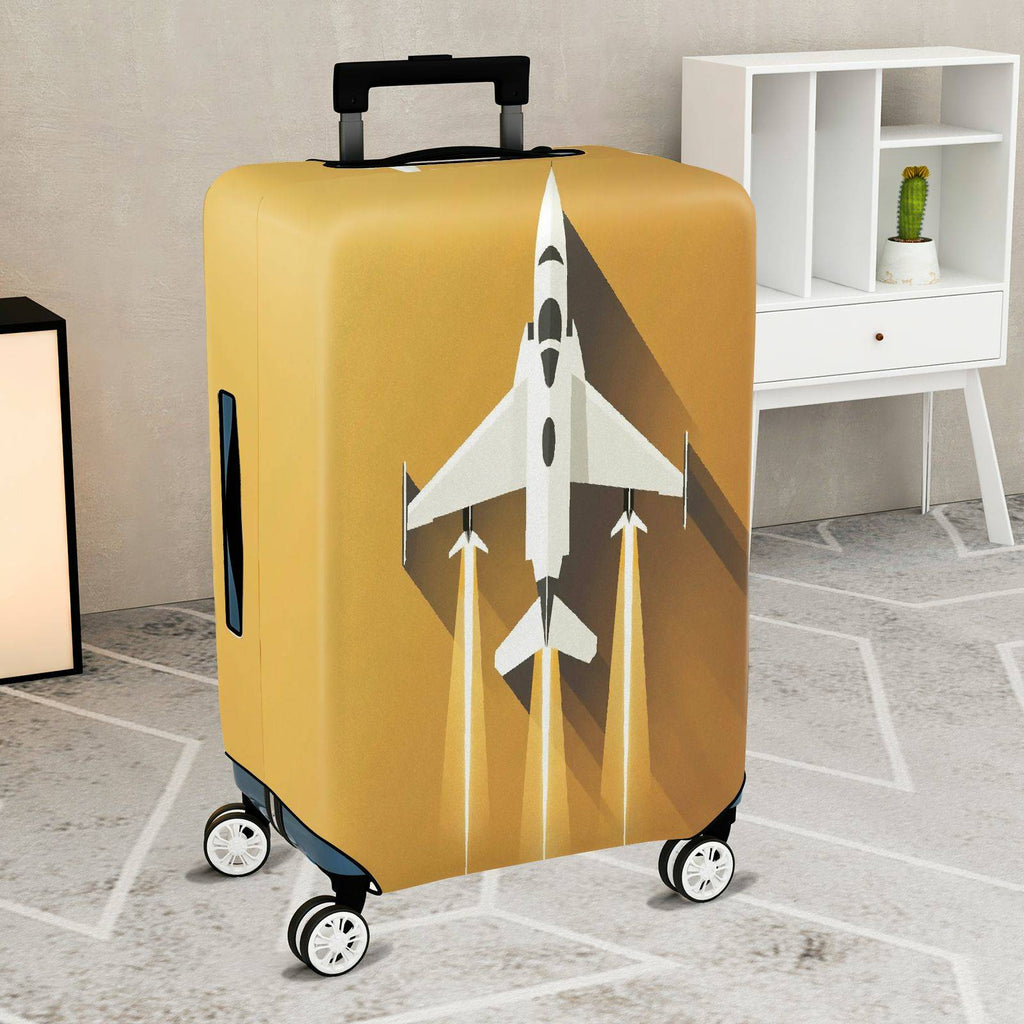 1-Piece Airplane Jet Yellow Modern Stylish Aviation  Suitcase Luggage Cover, Stretch Protective Sleeve